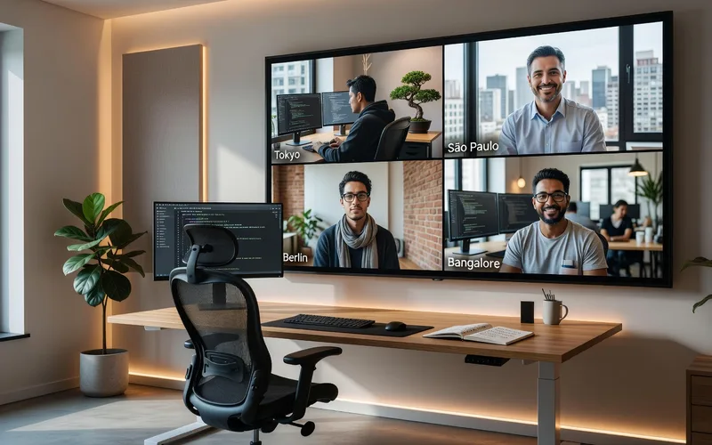 Organisation type d'une journee de travail remote pour un developpeur : deep work, reunions, pauses et communication asynchrone